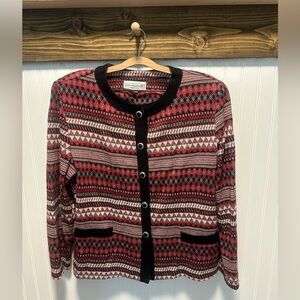 Vintage Pablo Collection Patterned Cardigan Sz 16 Aztec Retro 90s maximalism